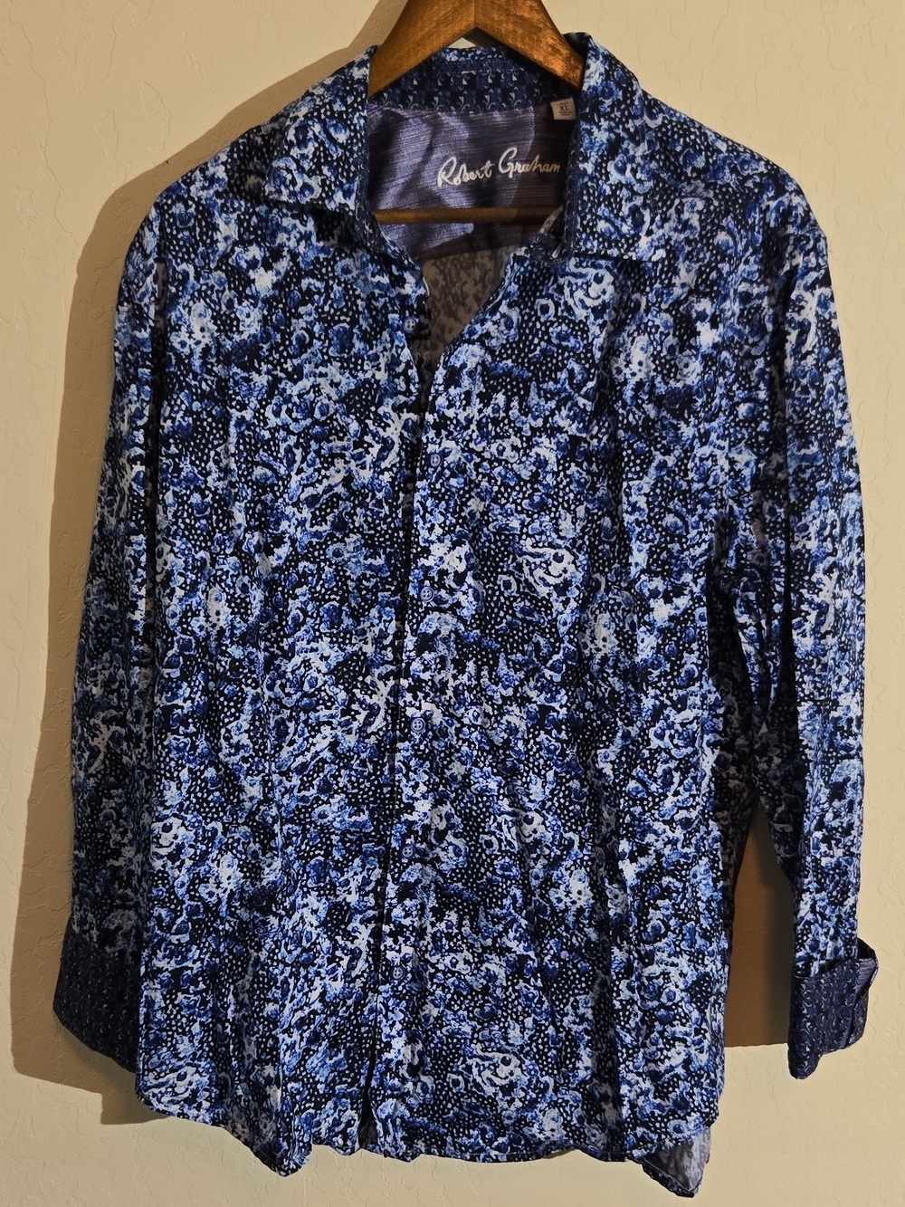 Robert Graham Women's Blue Printed Button-Up Shirt Jacket